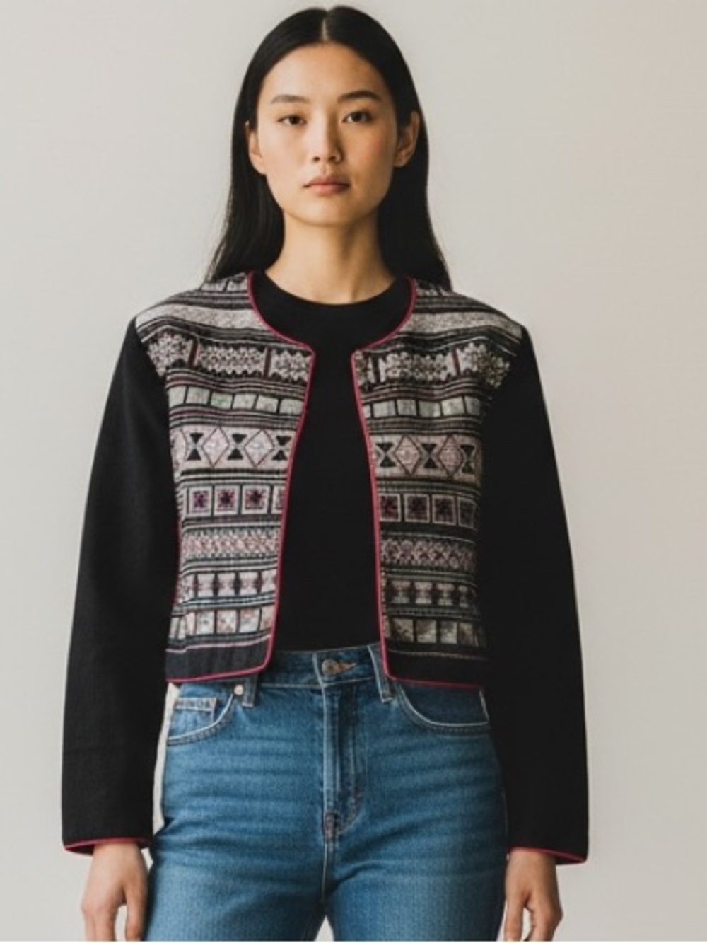 Vintage Embroidered Bolero Cropped Jacket from Thailand - Medium
